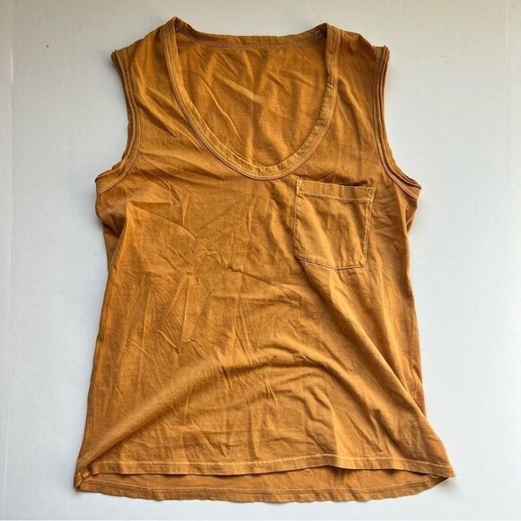 James Perse Vintage Sleeveless Pocket Tank Mustard Yellow Size X-Small NWOT - Picture 2 of 7